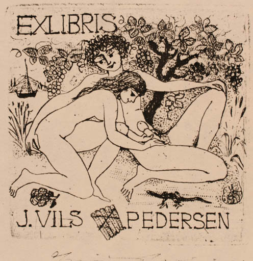 Exlibris by Elfriede Weidenhaus from Germany for Jørgen Vils Pedersen - Erotica Ex Erotica 