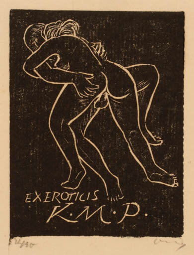 Exlibris by Herbert S. Ott from Germany for ? K.M.P. - Erotica Ex Erotica 