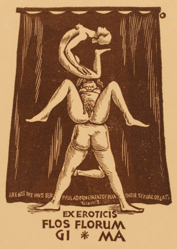 Exlibris by Herbert S. Ott from Germany for Gianni Mantero - Erotica Ex Erotica 