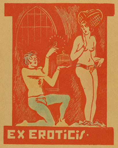 Exlibris by Miro Parizek from Czechoslovakia for ? ? - Erotica Ex Erotica 