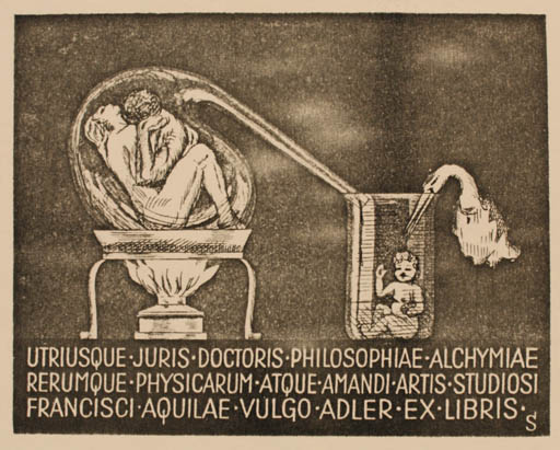 Exlibris by Josef Schmidt from Austria for Dr. Franz Adler - Erotica Ex Erotica 