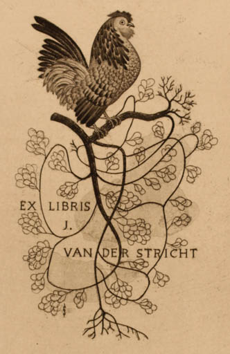 Exlibris by Mark F. Severin from Belgium for J van der Stricht - Fauna Bird 