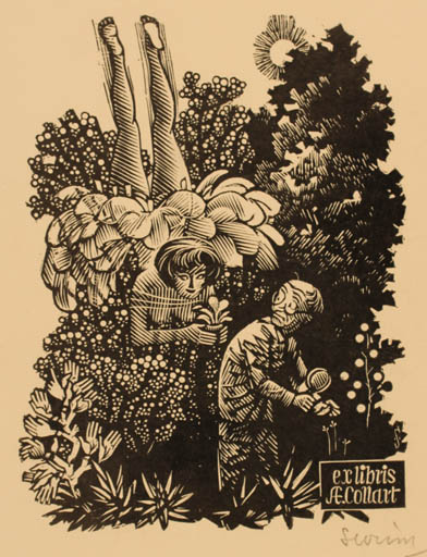 Exlibris by Mark F. Severin from Belgium for Albert Collart - Couple Romance 