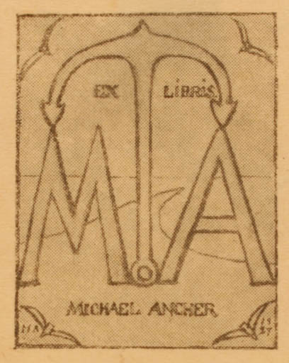 Exlibris by Helga Ancher from Denmark for Michael Ancher - Maritime Monogram 