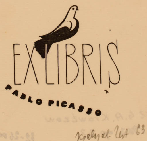 Exlibris by G.A. Krawtzow from Soviet Union for Pablo Picasso - Bird 