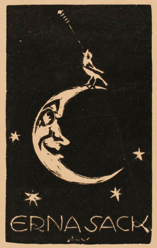 Exlibris by Alice Wanke from Austria for Erna Sack - Bird 