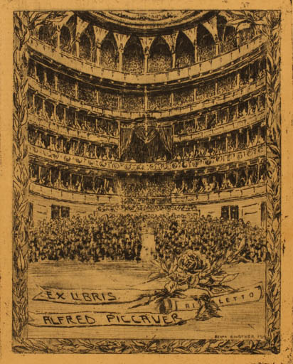 Exlibris by Berta Bindtner from Austria for Alfred Piccaver - Theater/Cirkus 