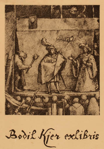 Exlibris by Flemming Bergsøe from Denmark for Bodil Kjer - Theater/Cirkus 
