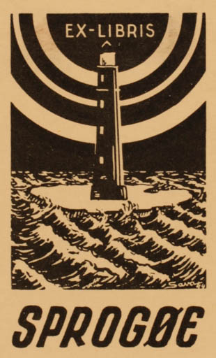 Exlibris by Svend Aage Andersen from Denmark for Ove Sprogøe - Maritime 