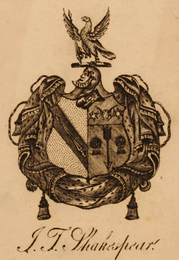 Exlibris by ? ? from Great Britain for J.T. Shakespear - Heraldry Historical Person 