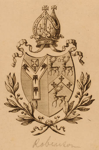 Exlibris by ? ? from Unknown for Richard Robinson - Heraldry Historical Person 