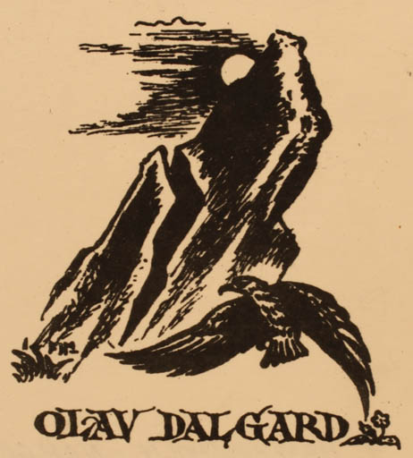 Exlibris by F Haavardsholm from Norway for Olav Dalgard - Mountain Bird 