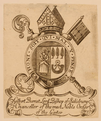 Exlibris by ? ? from Great Britain for Gilbert Burnet - Heraldry Religion 