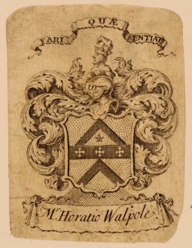 Exlibris by ? ? from Great Britain for Mr. Horatio Walpole - Heraldry 