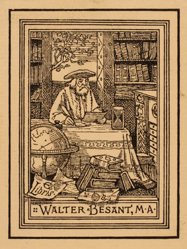 Exlibris by ? ? from Great Britain for Walter Besant - Book Interior Globe Man 