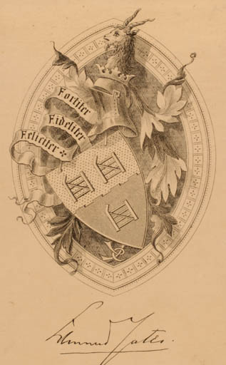 Exlibris by John Vinycomb from Ireland for Edmund Hodgson Yates - Heraldry Historical Person 