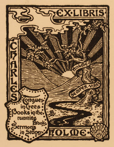 Exlibris by Charles Holme from Great Britain for Charles Holme - Scenery/Landscape Sun 