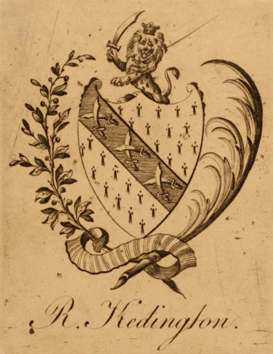 Exlibris by ? ? from Great Britain for Roger Kedington - Heraldry Historical Person 