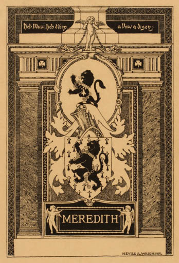 Exlibris by Nevile R. Wilkinson from Great Britain for George Meredith - Heraldry 