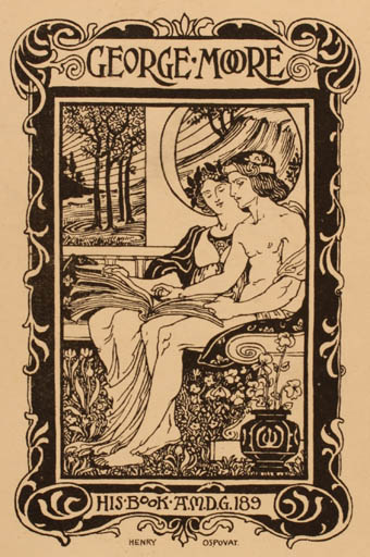 Exlibris by Henry Ospovat from Great Britain for George Moore - Book Jugend Couple 