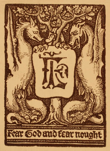 Exlibris by ? ? from Great Britain for Frederick Locker- Lampson - Fable Animal Heraldry 