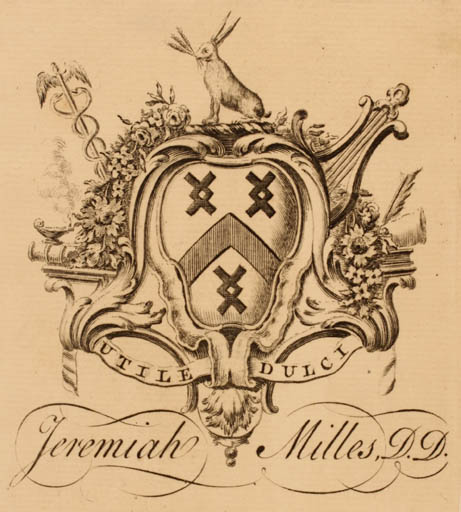 Exlibris by ? ? from Great Britain for Jeremiah Milles - Heraldry 