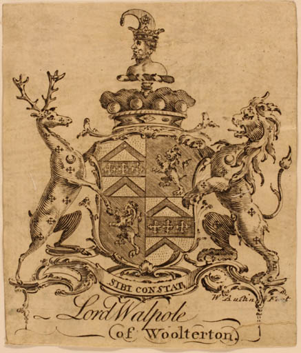 Exlibris by W Austin from Great Britain for Mr. Horatio Walpole - Heraldry Historical Person 