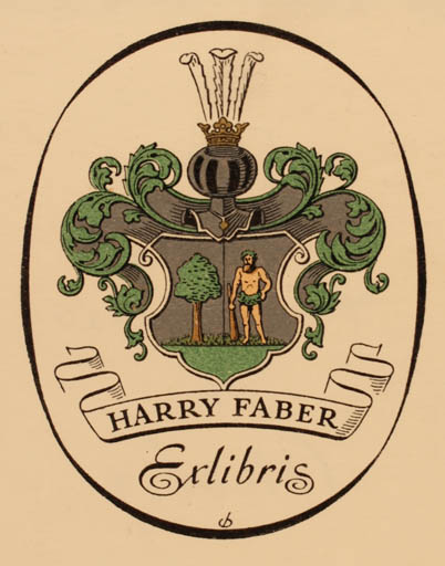 Exlibris by Christian Blæsbjerg from Denmark for Harry Faber - Heraldry 