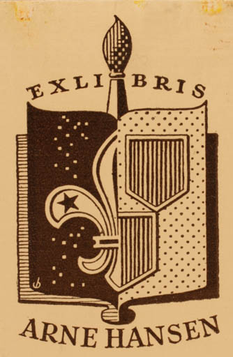 Exlibris by Christian Blæsbjerg from Denmark for Arne Hansen - Heraldry 