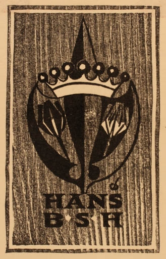 Exlibris by Christian Blæsbjerg from Denmark for Hans B. S. H. - Heraldry 