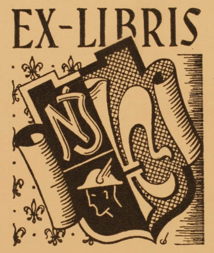 Exlibris by Christian Blæsbjerg from Denmark for Niels Jørgensen - Heraldry 