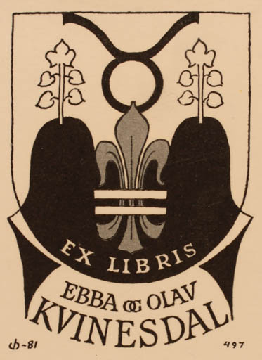 Exlibris by Christian Blæsbjerg from Denmark for Ebba og Olav Kvinesdal - 