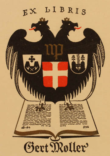 Exlibris by Christian Blæsbjerg from Denmark for Gert Møller - Heraldry 