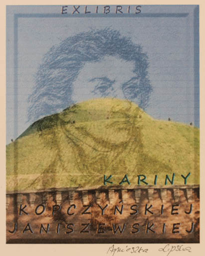 Exlibris by Agnieszka Lipska from Poland for Kariny- Kopczynskiej Janiszewskiej - Portrait 