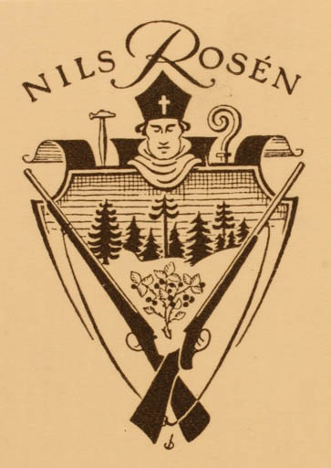 Exlibris by Christian Blæsbjerg from Denmark for Nils Rosén - Heraldry Weapon 