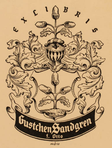 Exlibris by Christian Blæsbjerg from Denmark for Guschen Sandgren - Heraldry 
