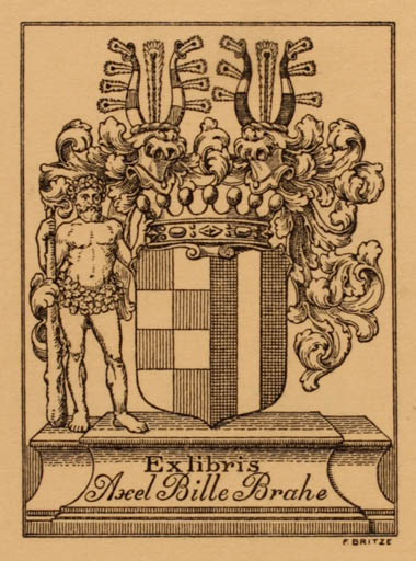 Exlibris by Friedrich Britze from Denmark for Axel Bille Brahe - Heraldry 