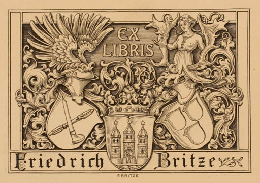 Exlibris by Friedrich Britze from Denmark for Friedrich Britze - Heraldry 