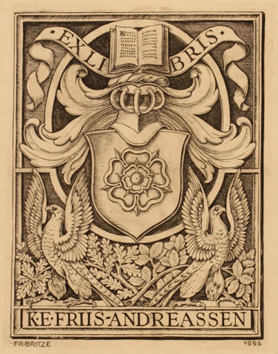 Exlibris by   from Denmark for K.E. Friis Andreassen - Heraldry 
