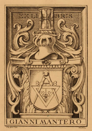 Exlibris by Friedrich Britze from Denmark for Gianni Mantero - Heraldry 