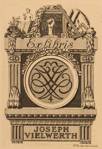 Exlibris by Friedrich Britze from Denmark for Joseph Vielwerth - Heraldry 