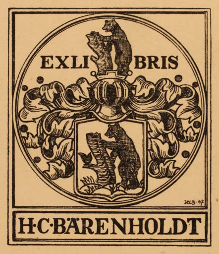 Exlibris by H. C. Bärenholdt from Denmark for H. C. Bärenholdt - Heraldry 