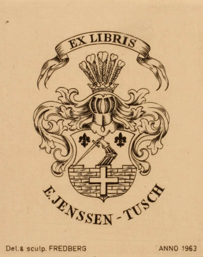 Exlibris by Mogens Fredberg from Denmark for Eigil Jenssen-Tusch - Heraldry 