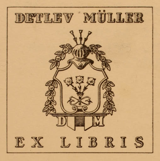 Exlibris by H. Frederiksen from Denmark for Detlev Müller - Heraldry 