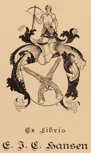 Exlibris by A Lindvang from Denmark for C. J. C. Hansen - Heraldry 