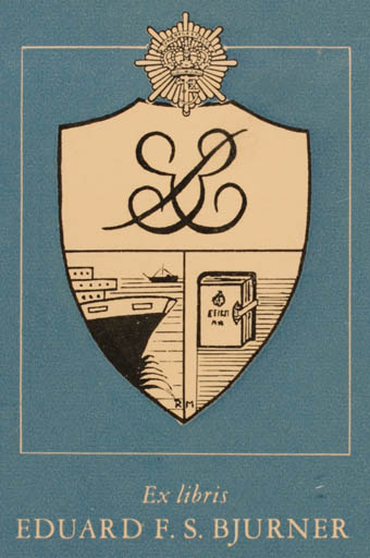 Exlibris by Reinholdt Madsen from Denmark for Eduard F. S. Bjurner - Heraldry 