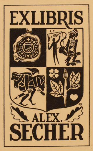 Exlibris by Alexander Secher from Denmark for Alexander Secher - Heraldry 