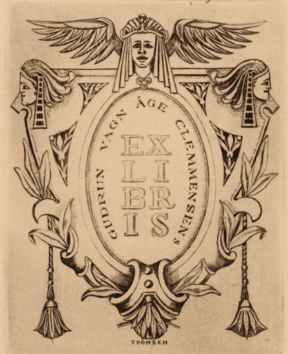 Exlibris by Oskar Thorsen from Denmark for Vagn Åge Clemmensen - Heraldry 