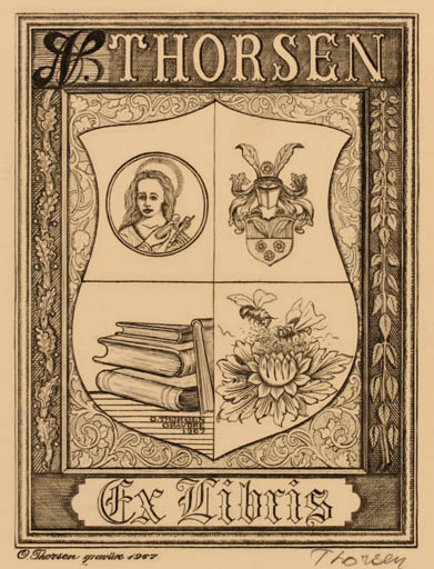 Exlibris by Oskar Thorsen from Denmark for ? Thorsen - Heraldry 