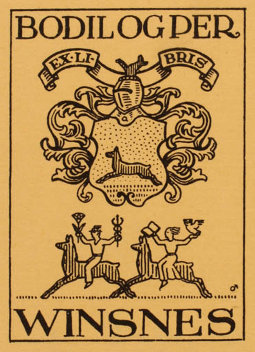 Exlibris by Albert Jaern from Norway for Bodil og Per Wisnes - Heraldry 